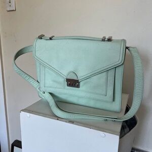 Loeffler Randall Mint Green Saffiano Leather Rider Leather Satchel Purse Bag